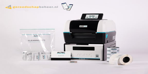 Complete gereedschapbeheer printerset met ATP-300 Pro labelprinter, labels en accessoires voor het identificeren van gereedschap